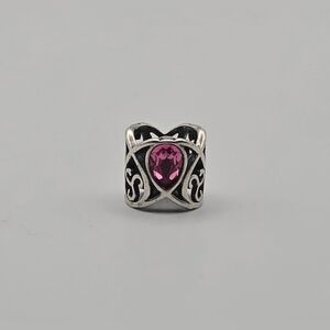 Soufeel 925 Sterling Silver Pink Teardrop Filigree Charm | Vintage-Inspired Bead